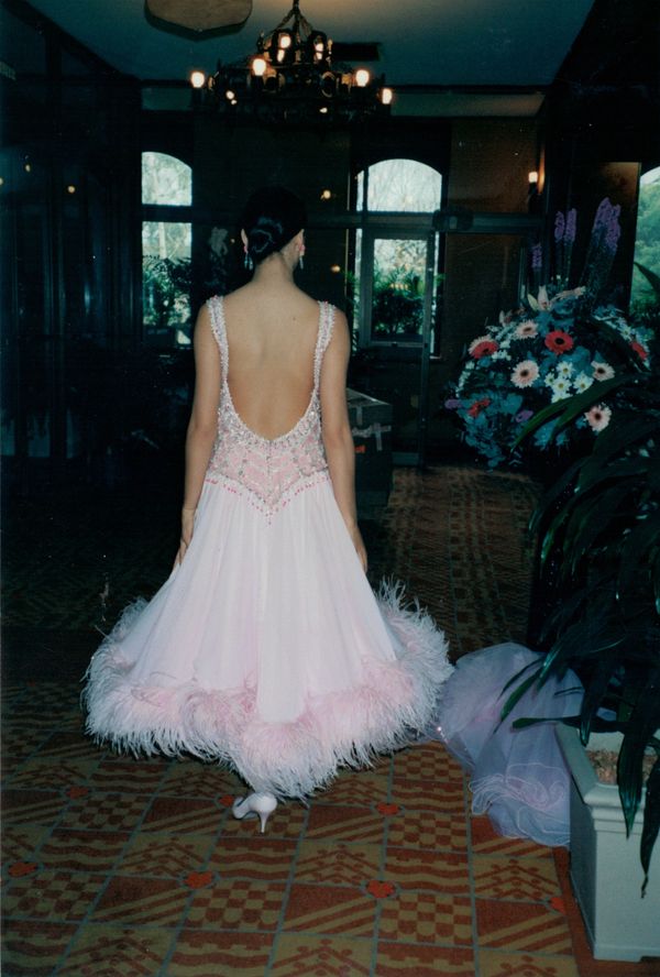 Imagination – Backless dress designed to keep the straps secure while dancing.