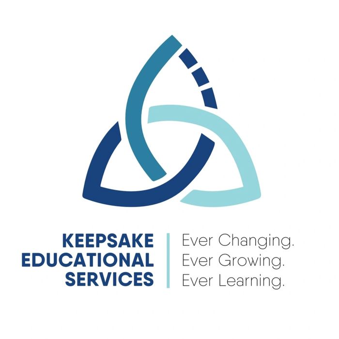 Logo for Keepsake Educational Services with a tagline about continuous growth and learning.