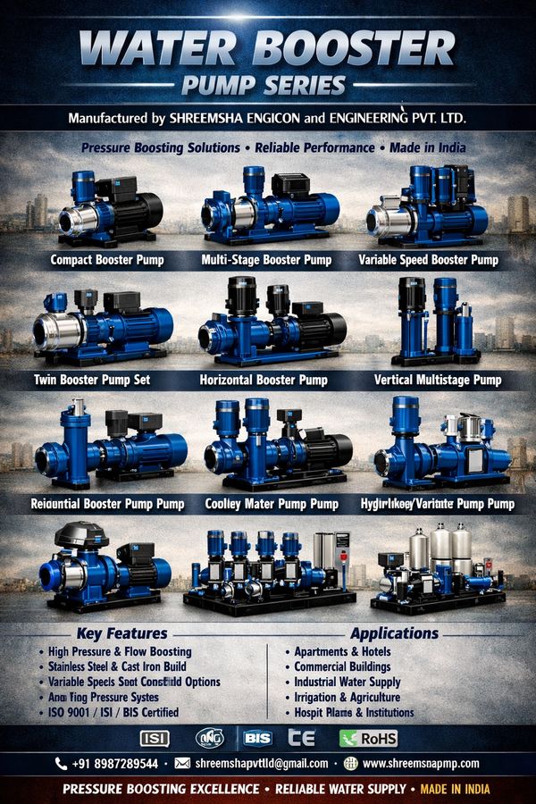 Various models of blue water booster pumps for reliable pressure boosting.