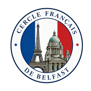 Logo of Cercle Français de Belfast with French flag and landmarks.