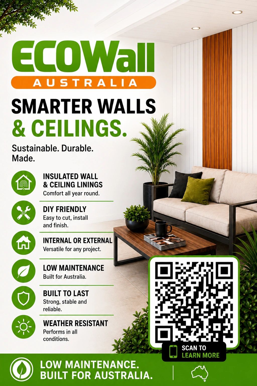 EcoWall Australia offers sustainable, durable insulated wall and ceiling linings.