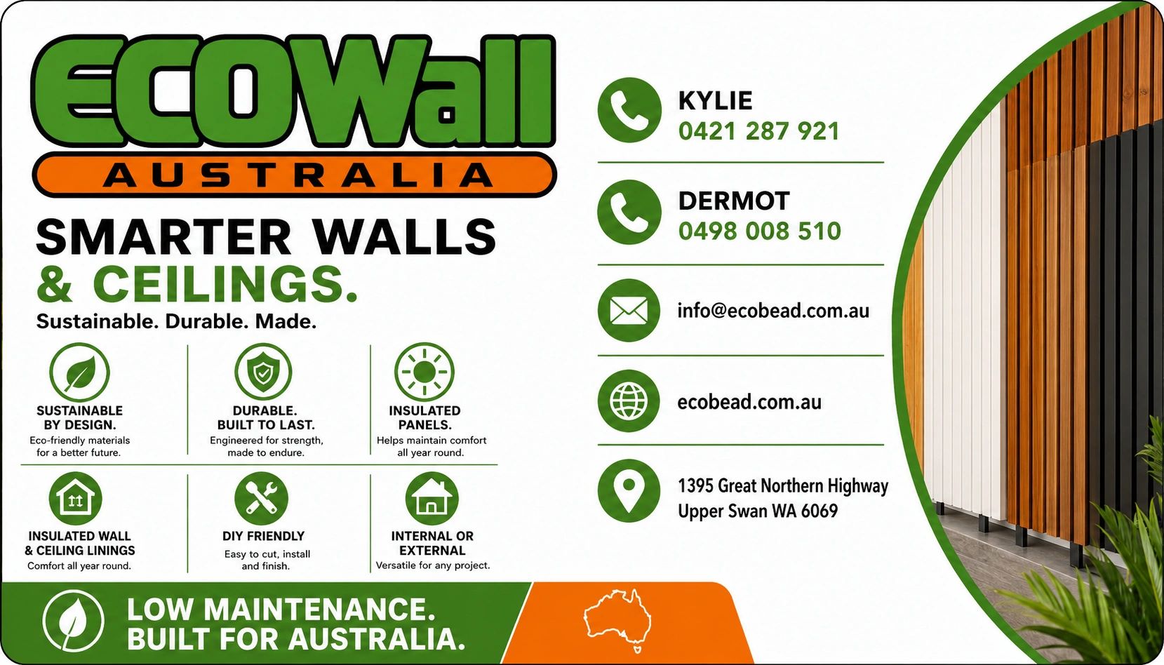 EcoWall Australia offers sustainable, durable insulated wall and ceiling panels, perfect for internal or external projects.
