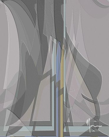 Abstract image with muted tones and geometric shapes.