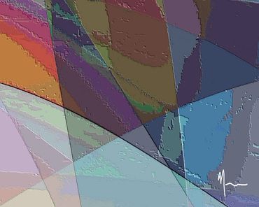 Abstract curved shapes in muted colors.