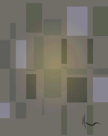 Abstract artwork with overlapping rectangles and muted colors.