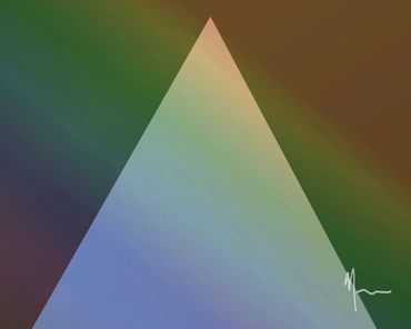 Abstract image with a large triangle and gradient colors in the background.
