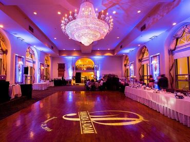 Purple & Projector 
Dance floor Wedding Monogram Light
