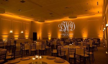 Yellow uplighting & Projector  (  Wedding Monogram Light)