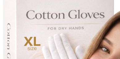 Box of cotton gloves for dry hands, XL size.