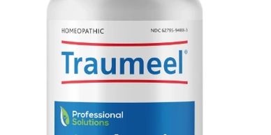 Bottle of Traumeel homeopathic remedy.