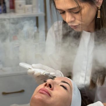 Professional deep facial cleaning procedure