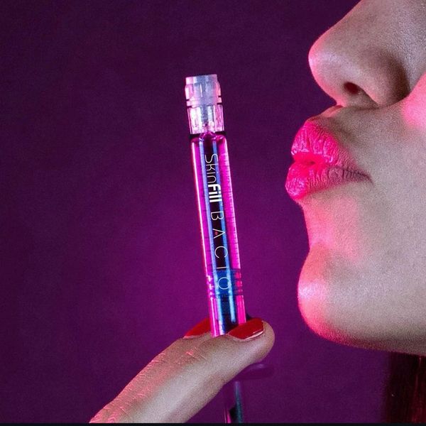 Microneedling treatment on lips and under eyes