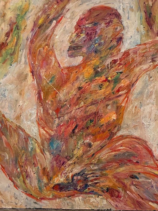 Prehistoric artists painting on cave walls

