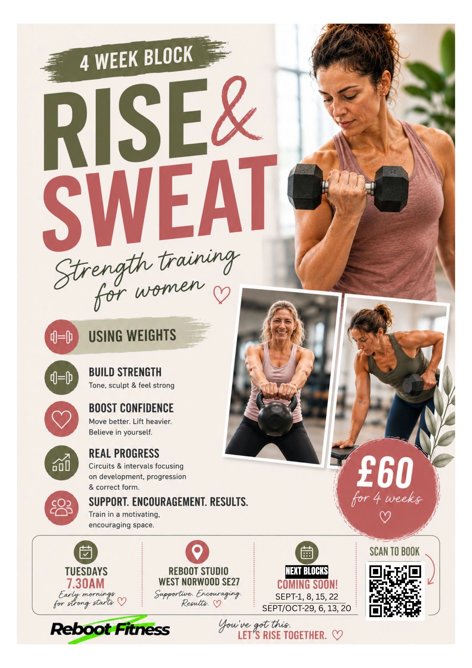 4-week strength training block for women using weights.
