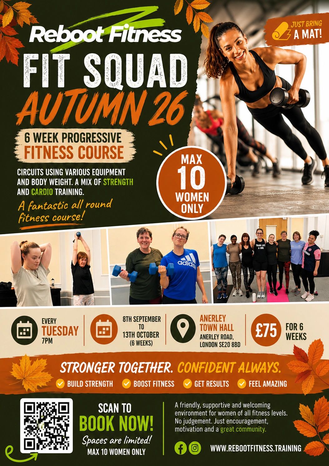 Fitness course for women with strength and cardio training, starting in autumn.