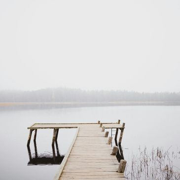 Cottage dock and a lake