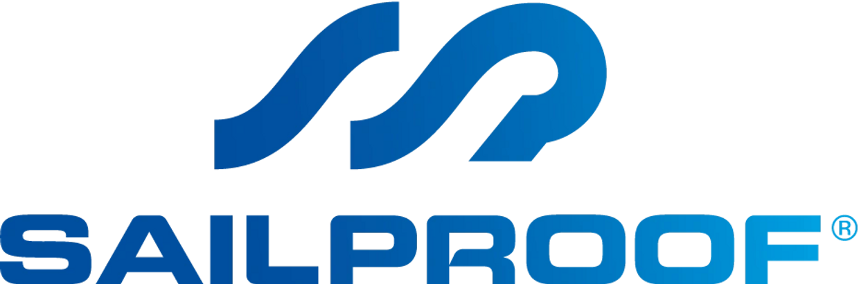 Sailproof logo in gradient blue with stylized wave symbol.