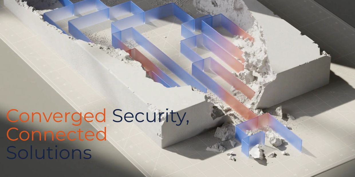 3D maze sculpture with converged security text.