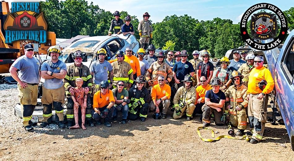 Full Class photo post final scenario drills at the Revolutionary Fire Tactics at the Lake Conference