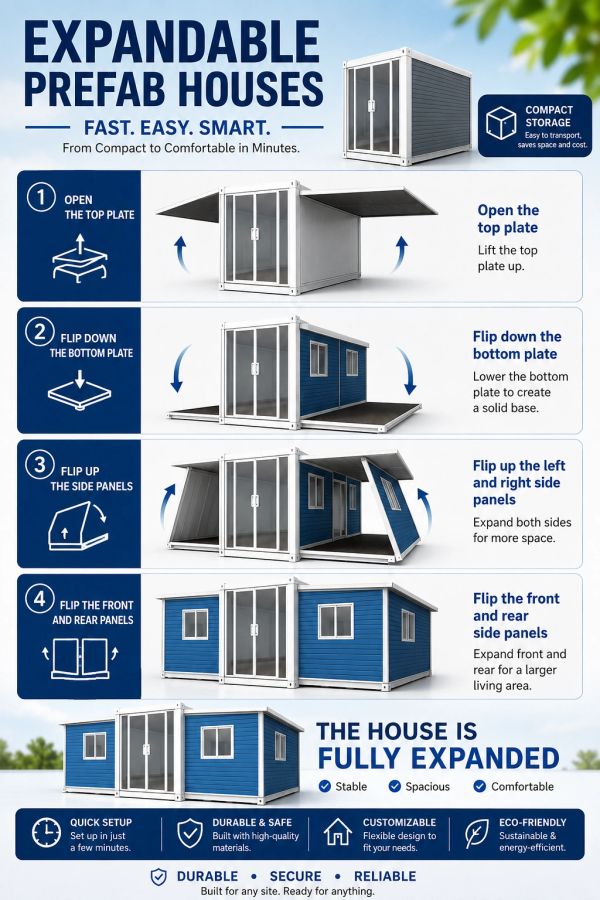 Step-by-step guide to expanding a compact prefab house into a spacious, comfortable home.