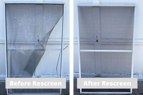 Before & after window screen old corners standard fiberglass rescreen repair plymouth ct