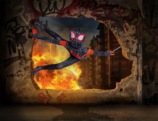 Fantasy/Fairy tale Photographer Charleston SC  Super Hero Portrait Spider boy swinging into hole