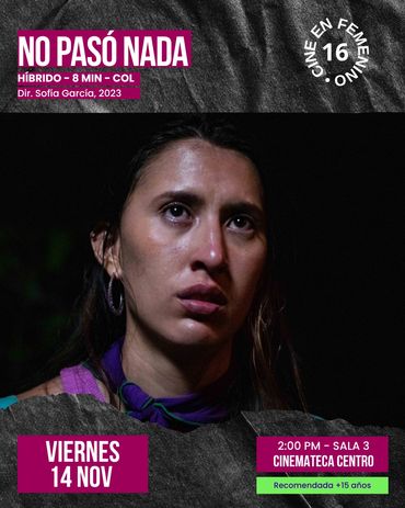 Poster for 'No Pasó Nada,' a film by Sofía García, screening on Nov 14 at Cinemateca Centro.