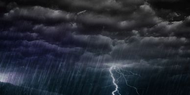 clouds with lightening graphic