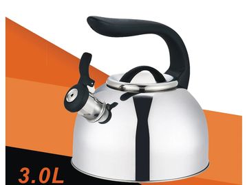 Stainless steel 3.0L stovetop kettle with black handle.