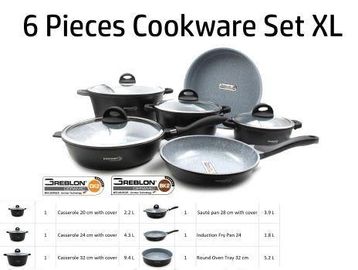 6-piece XL cookware set with various pots and pans.
