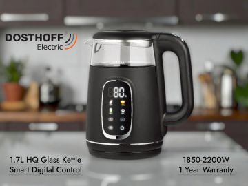 Black DOSTHOFF electric kettle with digital control.
