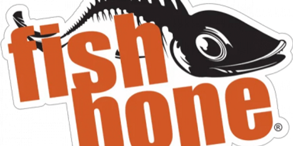 Logo featuring a stylized fish skeleton and the words 'fish bone' in bold orange letters.