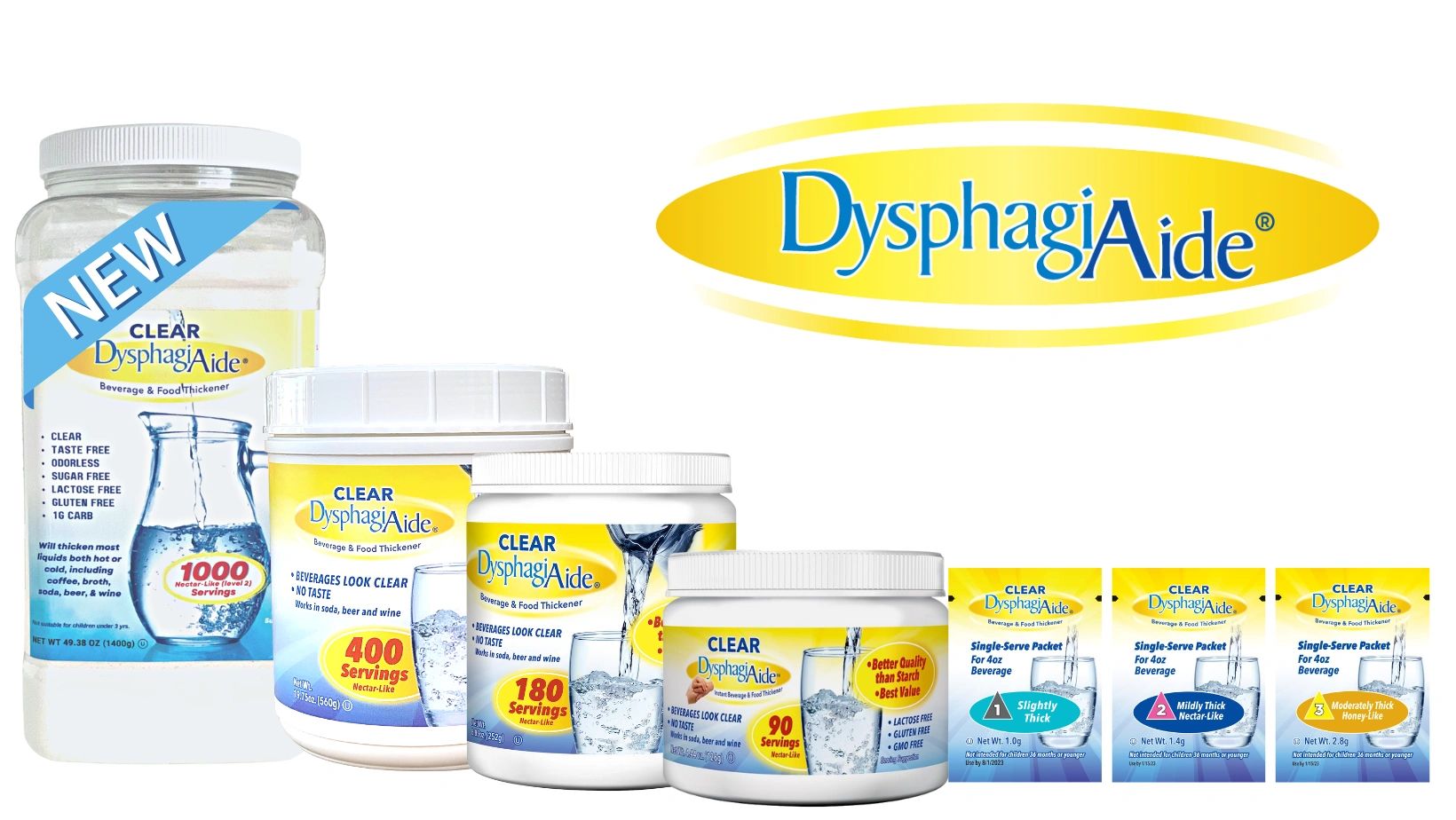 Clear DysphagiAide products for thickening  liquids.