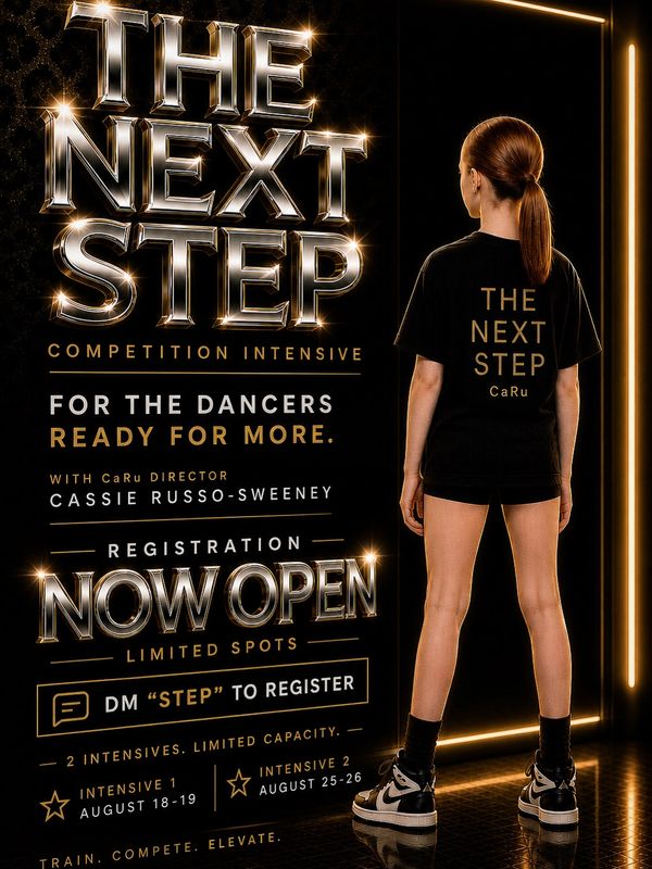 Poster for The Next Step dance competition intensive with registration open.