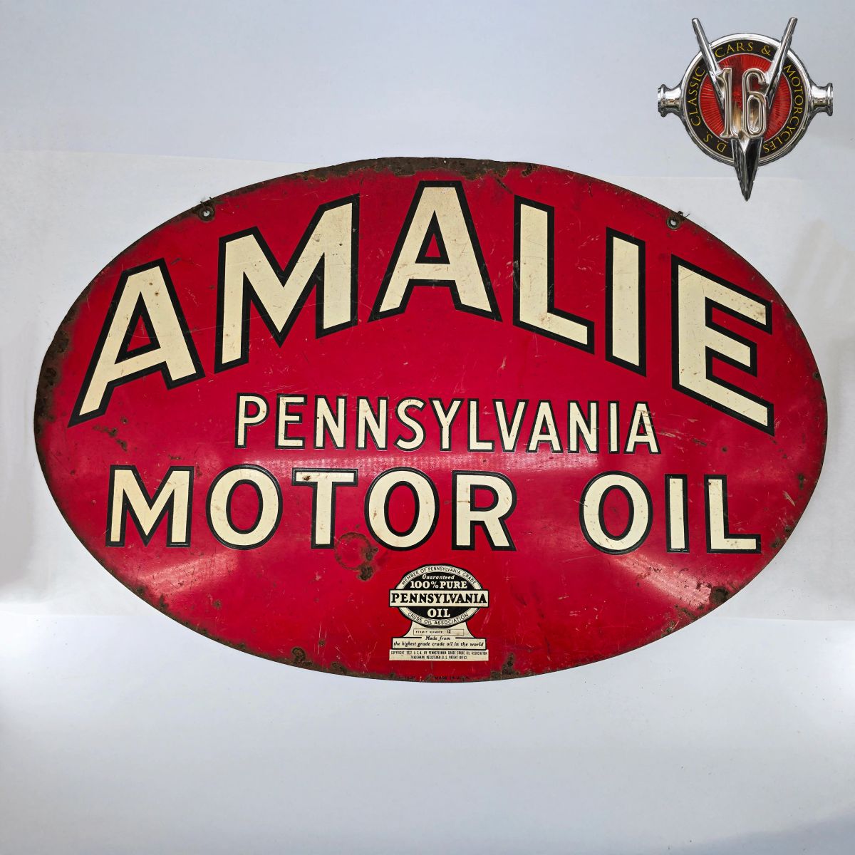 Amalie Pennslyvania Motor Oil Oval Vintage Metal Sign