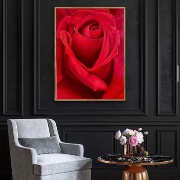 Red rose oil painting on canvas