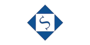 Blue diamond logo with a curved arrow inside a black square.