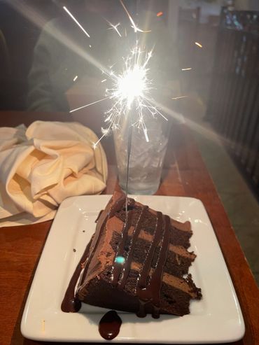 Amazing dessert served with a sparkler.