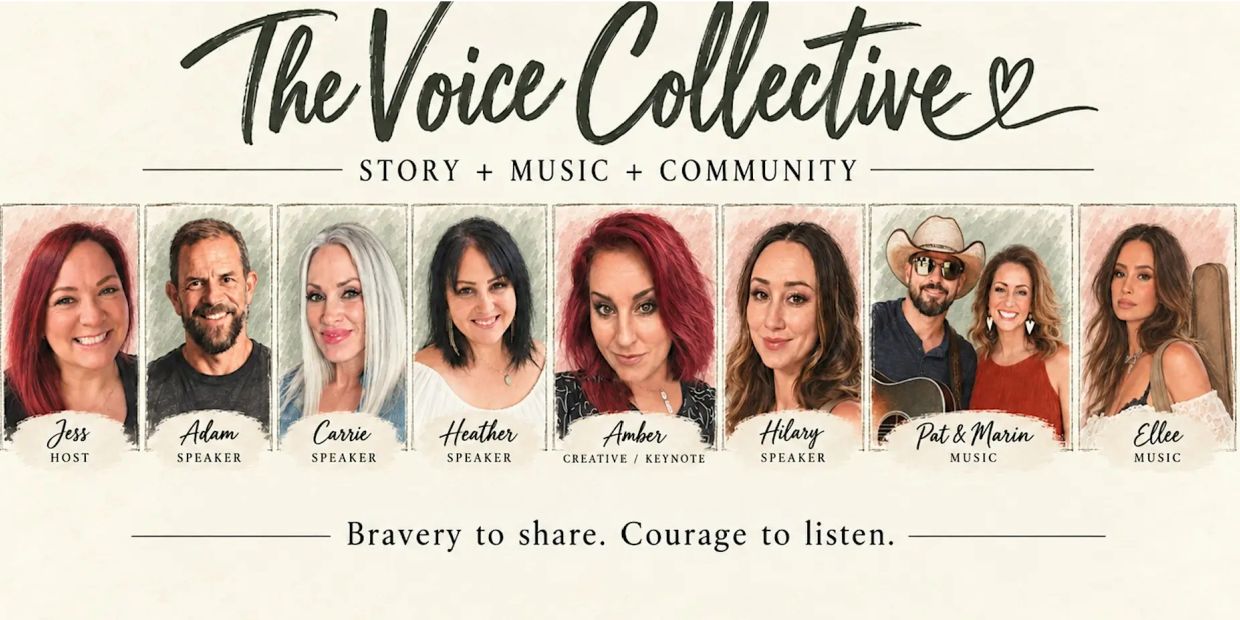 The Voice Collective team with roles: host, speakers, creative/keynote, and music.