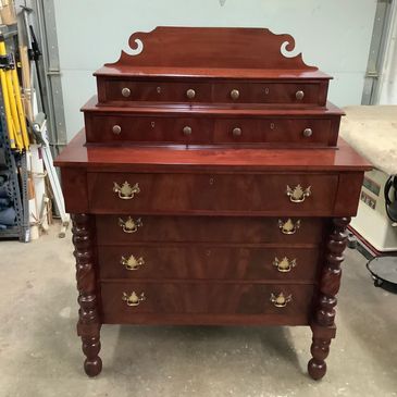Empire highboy in walnut
