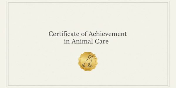 Animal Care achievement certificate with a dog emblem.