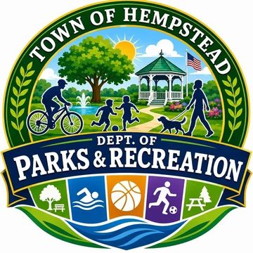 Town of Hempstead Parks &amp; Recreation logo with outdoor activities.