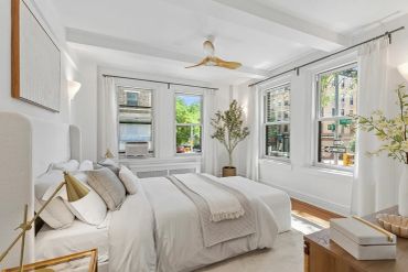 Image of NYC home staging in luxury bedroom. 