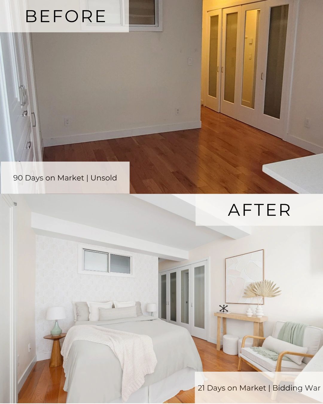Before & after NYC staged apartment that sold with multiple offers