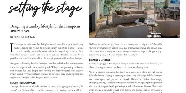 Photo of story in Hamptons Real Estate Showcase about home staging in the Hamptons, featuring quotes