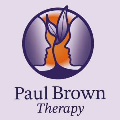 Logo depicting two faces with leaves, symbolizing growth and therapy.