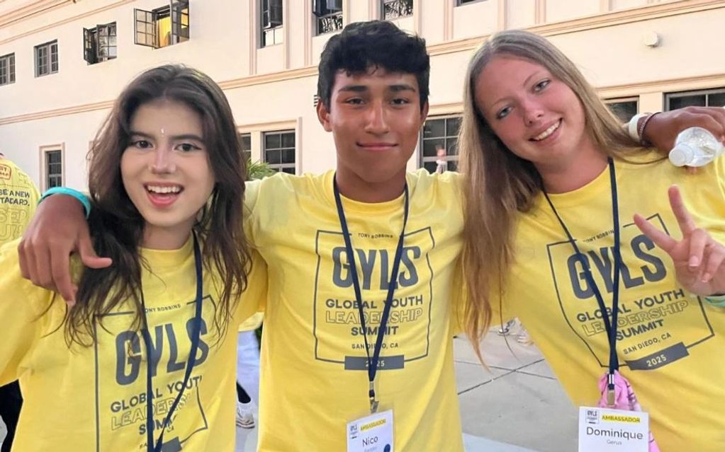 Teya with her friends Dominique and Nico at GYLS San Diego - Tony Robbins, July 2025