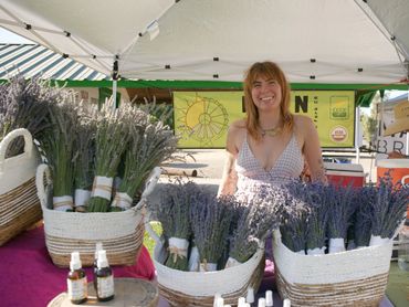 Kern Family Farm's booth with an abundance of lavender bundles.