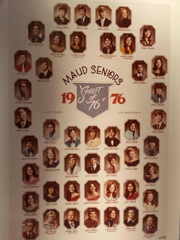 1976 high school senior class photo collage with individual portraits.