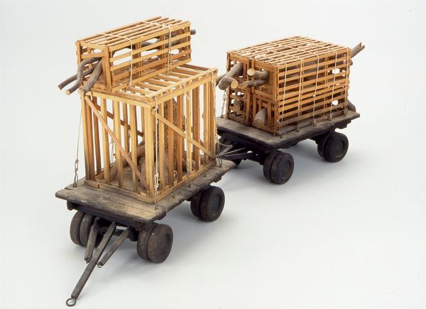 Sculptures of salvaged  lumber